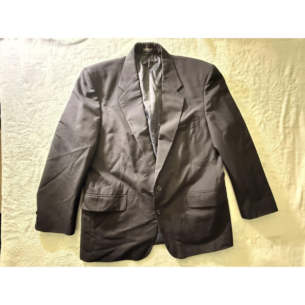 Gianelli Blazer Mens 46 Blue Two Button Single Breasted Notch Lapel Suit Jacket
